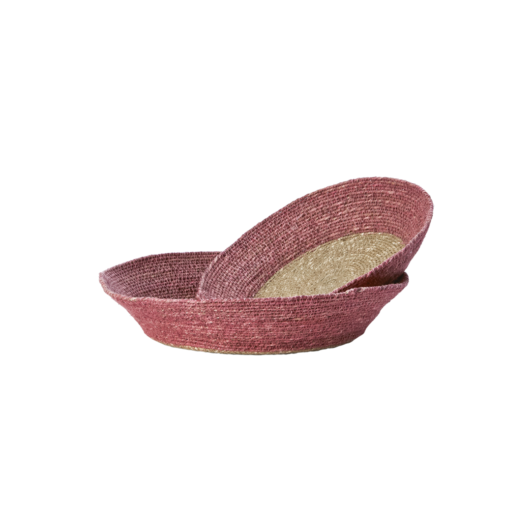 LANDO Basket, set of 2, Pink/natural