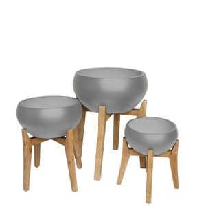 Pot Cement Rustic W/Wooden Legs D40H19